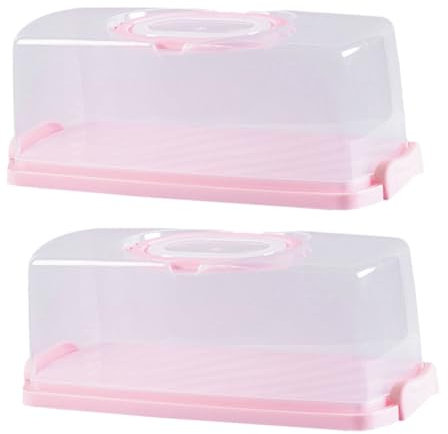 Zerodeko 2pcs Rectangular Toast Box Portable Bread Box Reusable Carrying Lid Airtight Bread Storage and Cake