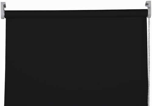 Apex Furnishings Black Blackout roller blinds for windows, Thermal Insulated UV Protection Child Safety Trimmable Easy Fit Home office Window Blinds W 60cm x L 165cm