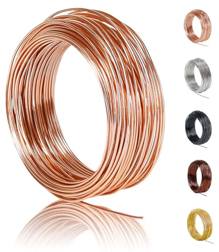 POPOYU 50m Aluminiumdraht,Basteldraht 1mm,Basteldraht Silber,Basteldraht Dünn,Metalldraht Skulptur,Basteldraht Aluminiumdraht Zum für Herstellung Bastelarbeiten,Bindedraht Skulpturen,Champagnergold