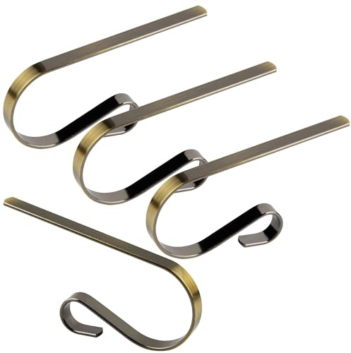 KEYIDO Weihnachtsstrumpfhalter Aufhänger Weihnachtsstrumpfhaken für Kamin, Kaminsims, Metall, Weihnachtsstrümpfe & Halter zum Aufhängen, Bronze, 4 Stück