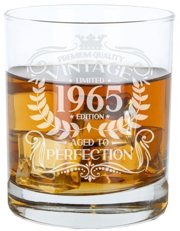 Always Looking Good 61st Birthday Gift for Men Vintage 1965 Aged to Perfection Engraved Whiskey Glass Present for 61 Year Old Etched Whisky Bourbon Scotch Lowball Tumbler Glasses