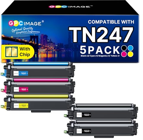 GPC IMAGE TN247 Kompatibel für Brother TN-243CMYK Toner Brother MFC L3750CDW MFC-L3770CDW DCP-L3550CDW Toner MFC-L3750CDW TN-247 TN243 TN243CMYK HL-L3210CW HL-L3230CDW MFC-L3730CW (5er-Pack)