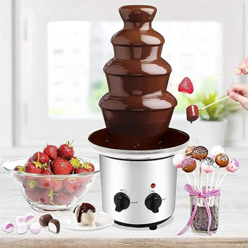 DSeenLeap Máquina para Fuente de Chocolate, Fondue de Cascada casera, fácil de Montar, Fondue de Chocolate Comercial para el hogar, Gran Capacidad (4 Pisos)
