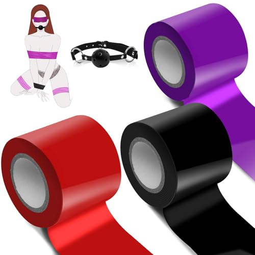 Set de cintas sexuales de bondage BDSM: juguetes para adultos, cinta de atadura sexual, cinta electrostática estática de PVC reutilizable con mordaza de bola, artículos sexuales para parejas