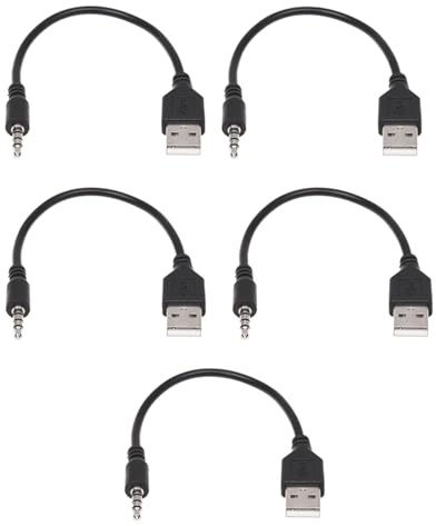 Uikdjgu 5piezas 3.5mm Clavija Jack de Audio AUX A USB 2.0 Macho Cable del Cargador Cable Adaptador para MP3 del Coche