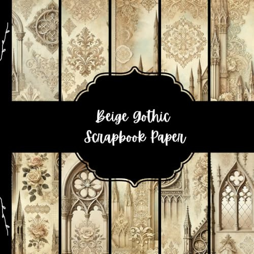 Beige Gothic Scrapbook Paper, Halloween Junk Journal Paper, Light Brown Church Decorative Paper, DIY Projects, Origami, Collage Sheets, Decoupage Paper, 10 Designs, Double SIded