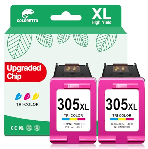COLORETTO Druckerpatronen für HP 305 XL für HP Deskjet 2810e patronen für Deskjet 2800e 2820e 4120e 2700e 2720e für HP Deskjet 4220e Druckerpatronen (2 Farbe) für HP 305XL patronen
