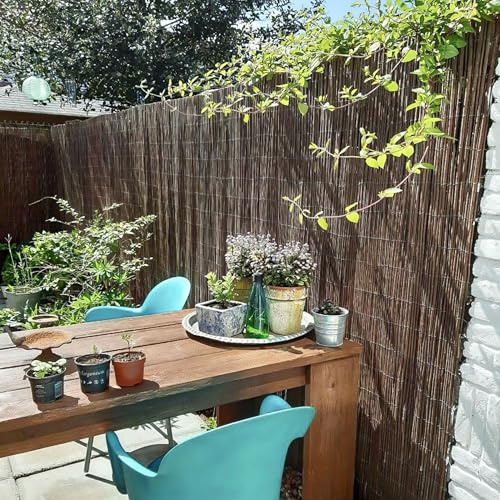 DE-COmmerce natürliche Weidenmatte TANA (HxB) 150 x 300 cm Rollzaun, Weidenzaun, Sichtschutz, Gartenzaun, Sichtschutzzaun für Garten, Terrasse und Balkon