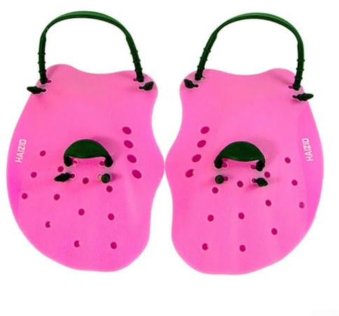 Yhenlovtt Correas de muñeca de silicona para entrenamiento de natación para niños, flexible para hoja ancha con formato, guantes de agua Sp (rosa)