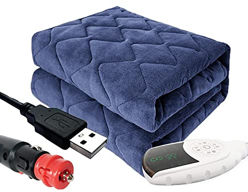 Heated Throw Blanket Electric Blanket USB Cordless Heated Shawl with 10 Heating Settings & 1/12 Hours Auto Shut Off, Portable USB Lap Electric Heating Throw for Car Camping -Machine Washable