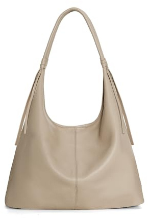 befen Genuine Leather Slouchy Hobo Purses for Women, Casual Hobo Bags Real Top Grain Leather Tote Handbags Women's Apricot Shoulder Satchel for Shopping, Outing, Travel