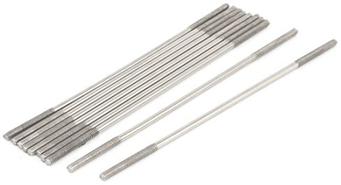 sourcing map Goujon Double Extrémité Fileté Vis Boulon 304 Inox Acier M3 x 120mm 10Pcs