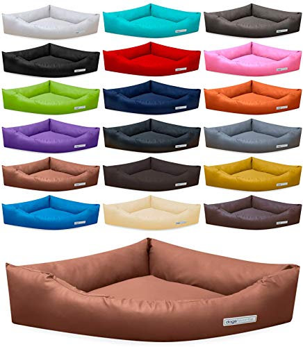 Hundebett Dogs Corner aus Kunstleder M 80 x 80cm Cognac Hundekissen Hundesofa Hundebetten