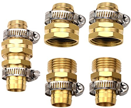 cozyou Messing 3/10,2 cm Gartenschlauch Reparatur Flicken männlich Weiblich Stecker mit Edelstahl Klemme 3 Sets