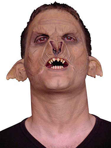 Maskworld Unggeschminkte Ork Riecher Maske aus Latex - Dämonen Gruselmaske mit Monster-Nase & Hautkleber - ideal für Halloween, Karneval, Motto- & Grusel-Party