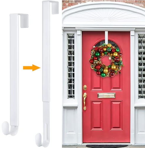 Wreath Hanger,Christmas Wreath Hanger for Front Door Adjustable from 14.9-25 Inches, Larger Door Wreath Hanger Festival Wreaths，Decorations Hook