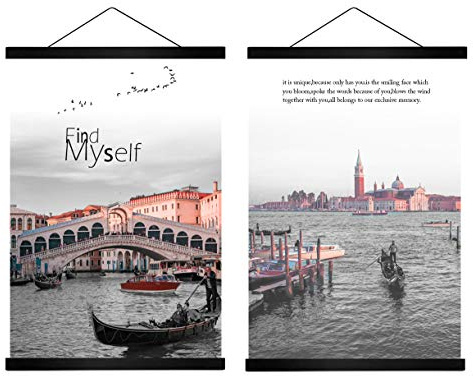 Radezon A4 Posterleiste Posterschiene Posterleisten 21CM, Magnet Magnetische Holz Poster Aufhänger Halter Rahmen Leisten Bilder Bild Bilderleiste Bilderrahmen (21cm, Schwarz, 2 Packungen)