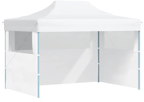 vidaXL Profi Partyzelt Faltbar mit 3 Seitenwänden Wasserbeständig Pavillon Festzelt Gartenzelt Bierzelt Faltpavillon Garten 280x410x315 cm Stahl Weiß