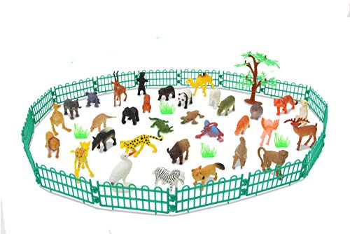 JAMARA Tierspielset Wild Animals 2,5 53-teilig - ideales Zubehör für jeden Zoo, liebevollen Details, fördert das Rollenspiel und die Fantasie, Höhe: 30-95 mm