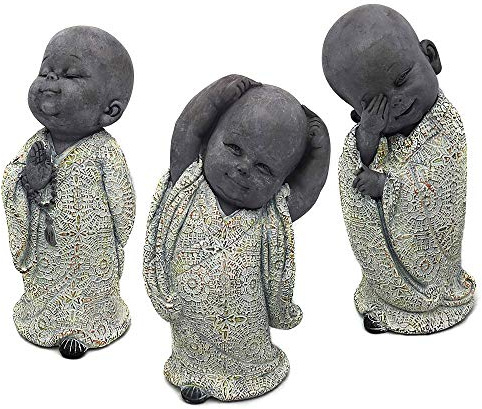 UNUS Gartenfigur Polyresin Kleine Mönche im 3er Set