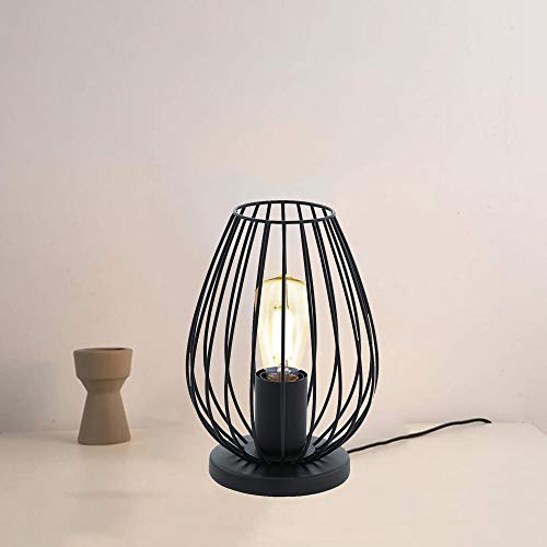Mengjay Trade Lampada da tavolo Vintage Stile Gabbia in Ferro, Lampada da Scrivania Industriale con Cavo, E27 Illuminazione Decorativa, Luce Notturna per Soggiorno Camera da Letto Ufficio (A)