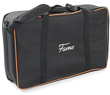 Fame Premium Large Pedalboard Tasche, Wetterfest, Stabil, Effektgeräte Tasche mit Rucksackgarnitur, Zubehörfach, Inklusive Polsterung, Innengurte zur Fixierung, Oxford Black