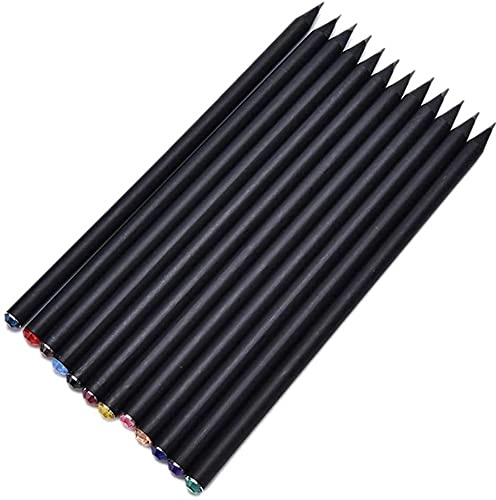 SevenMye 24 Stück HB Bleistift mit Diamanten Hochwertiger schwarz glänzender Holz Bleistift für Schreiben und Zeichnen von Kindern und Studentinnen