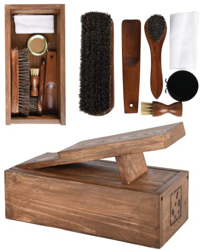 windschief-living Landhaus Schuhputzset, Schuhputzkiste POLDI aus Holz