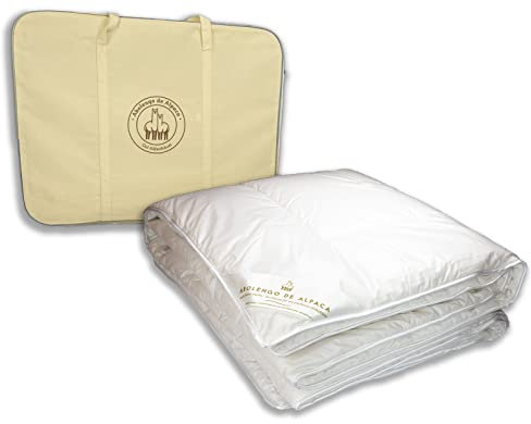 Abolengo de Alpaca Alpaka Wildentenflaum Luxus Bettdecke: ober Seite Daune (280g) + unter Seite Baby Alpaka (635g) Füllung, wohl temperiert und zugleich kuschelig warm, 155x220cm