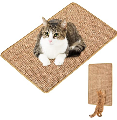 AOKITO Kratzbretter Katze, Sisal-Kratzmatte für Katzen - 60x40cm, Langlebig und rutschfest, Geeignet für Boden und Wand, Schützt Möbel, Ideal für Kleine bis Große Katzen - Hellbraun