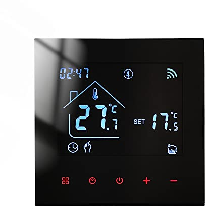 MincoHome Smart Thermostat Energie sparen WiFi Digitales Raumthermostat Fußbodenheizung Temperaturregler Kompatibel Amazon Alexa, Google Assistant (Schwarz Warmwasserbereitung/Gas-Heizkessel)