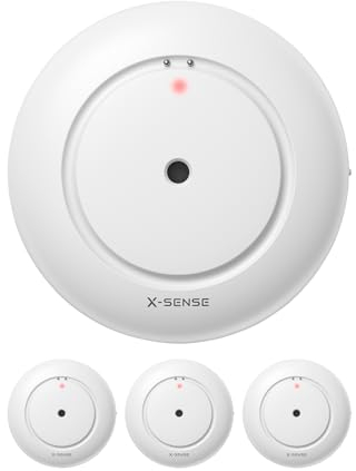 X-Sense Détecteur de Fuite d'eau Connecté, Station de Base SBS50 Requise, Détecteur d'eau Wi-FI avec Alarme 110 DB, Portée Jusqu'à 500 m, Idéal pour Cuisine, sous-Sol, Salle de Bain, SWS51, Lot de 3