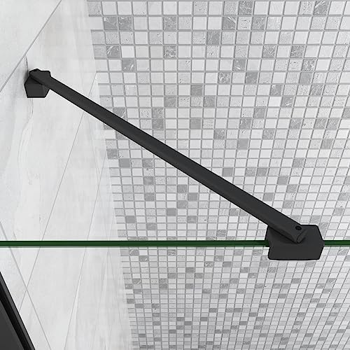 Barra Snodabile per Rinforzare Vetro Box Doccia 45cm ad’Angolo | Nero Opaco, Lunga