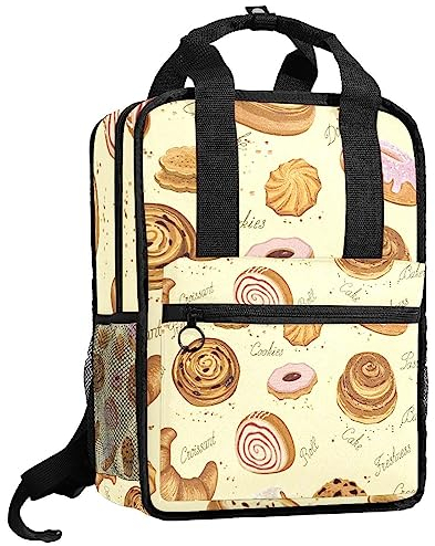 Zaini per ragazzi, per libri, pane, dessert, con spallacci regolabili, per ragazze, Multicolore, 14x10.2x4.7 in/35.5x26x12 cm
