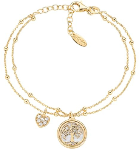 Amen Bracciale da Donna Collezione Albero della Vita. Gioiello Realizzato in Argento 925 di Colore Oro con zirconi Bianchi. La referenza è BR2ALCUG