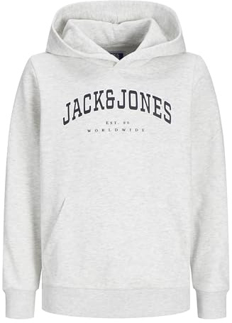 JACK & JONES barns huvtröja logotyp huvtröja junior, Vit melange, 164