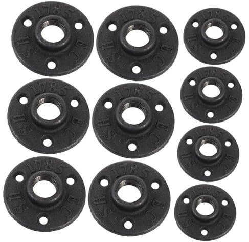 Veemoon 10pcs Malleable Cast Iron Flange Connectors Od Wall Mounting Fittings Pipe Fitting Flanges