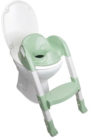 Thermobaby - Kinder WC Reduzierer - Kiddyloo - Clever, Spielerisch & Hygienisch - Verstellbare Füße - Rutschfeste Stufe - Kompaktes Zusammenklappen - Ab 18 Monate - Seladon-Grün