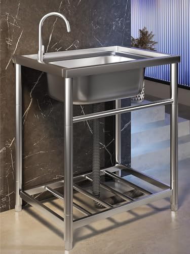 Gewerbliche Spülbecken,edelstahl waschbecken,Freistehende Edelstahl Spültisch Gastro,Freistehende Edelstahl Spültisch,Multifunktions Waschtisch mit Ständer,für Garage. (Size : 47 * 42cm)