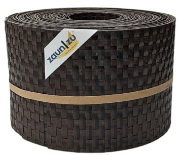 zaun|zu® Rattan 10x Einzelstreifen 2,55 Meter x 19cm | Sichtschutzstreifen PE für Doppelstabmatten UV-beständiger Sichtschutz | Zaunblende Made in Germany Schwarzbraun 10x 2,55m