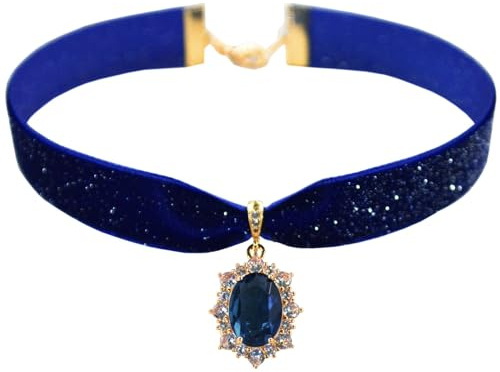 MOMOCAT 14K vergoldet choker kette blau damen saphir stein schmuck piraten accessoires hexenkostüm damen gothic chokers 90er jahre chocker halsband chockers frauen mittelalter vintage schmuck