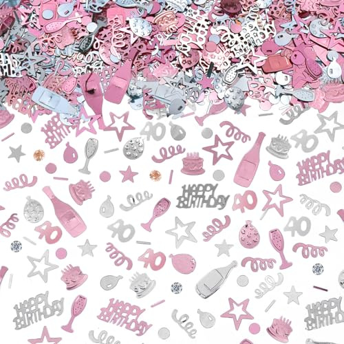 AIVEKE Konfetti 40 Geburtstag Deko - Glitzer Rosegold Happy Birthday Konfetti Partydekoration Geburtstag Streudeko Geburtstag Deko Tischdeko Geburtstagskonfetti