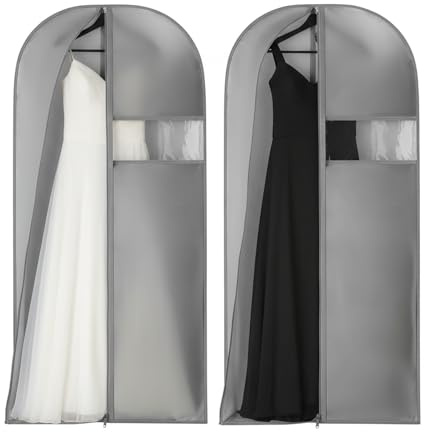 Kimmama Kleidersäcke lang 165cm Kleidertaschen,Kleiderbeutel zum Schutz und Transport von Kleidug,Kleiderschutzhülle für Brautkleider, Hochzeitskleider und lange Kleider,165x60cm,2Pcs | PEVA-Material, Kleiderhülle, für Hochzeitskleid, Anzug, Tanzkostüme, Mantel