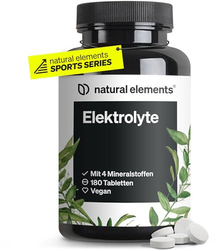 natural elements Elektrolyte Tabletten – 180 Stück – mit Magnesium, Kalzium, Natrium und Chlorid – mit Magnesium für dein Elektrolytgleichgewicht und deine Muskelfunktion – geeignet für Keto Ernährung