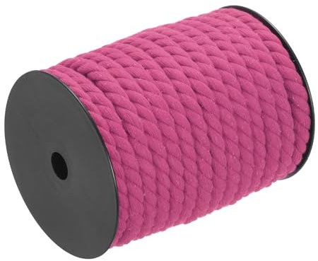 QUARKZMAN Baumwollseil 3 Strang Gedreht Geflochtenes Seil, Hellrot 23m/25 Yard 10mm Durchmesser für Wandbehang, Pflanzenaufhänger, Stricken, Makramee-Knoten