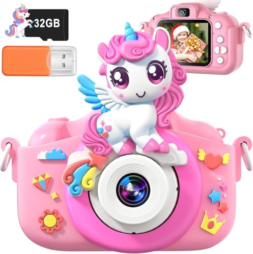 BABECTOY Kinder Kamera, 2.0”Display Wiederaufladbarkeit Digitalkamera Kinder, Geschenke für 6 7 8 9 10 11Jahre mädchen, 1080PHD AntiDrop Fotoapparat für Geburtstagsgeschenk WeihnachtenSpielzeug1
