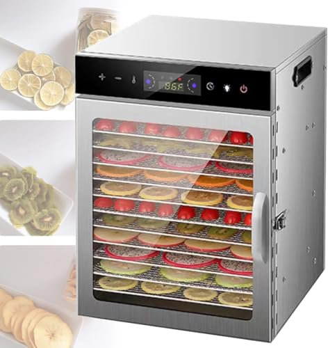 Quixnova Essiccatore per Alimenti in Acciaio Inossidabile - Essiccatore per Alimenti Commerciale di Grande capacità a 12/18 Strati - Temperatura Regolabile da 30 a 90 ℃ e Timer 24 Ore,18-Layer
