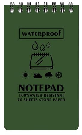 Generisch „Write In The Rain“-Notizbuch, wasserfestes Papier-Notizbuch - Wasserfeste Notizblöcke | Tragbare Reise-Notizblöcke, Top-Spiral-Notizbuch mit 50 Seiten für die -College-Schule