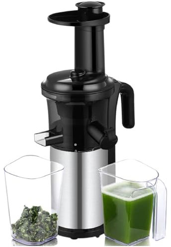 Cold Press Stainless Steel Juicer, Slow Masticating Juicer Machine for Vegetables and Fruit; 200w Powerful Slow Juicer-Reverse Function/Easy to Clean/ 40rpm Speed/High Extraction Rate,Black