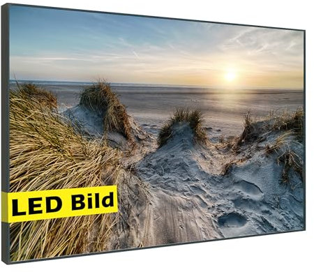 Leuchtbild I Ostsee Strandgras am Meer I LED Wandbild Leinwand mit Leuchtrahmen Made in Germany (Ostsee Strandgras am Meer, 40x30 cm, Rahmen: Weiß Matt)